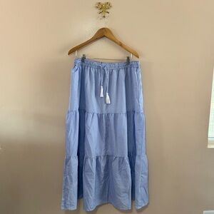 Light Blue Tiered Maxi Skirt Summer‎ Spring Boho Feminine Size XL NEW